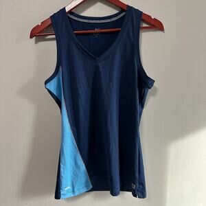 Alo Yoga Cool Fit V-Neck Tank Top Size Large Blue Sleeveless